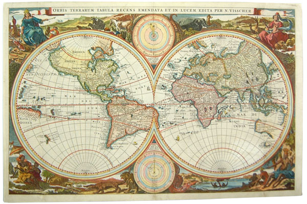 Accurate World Map. Visscher World Map. 1663.